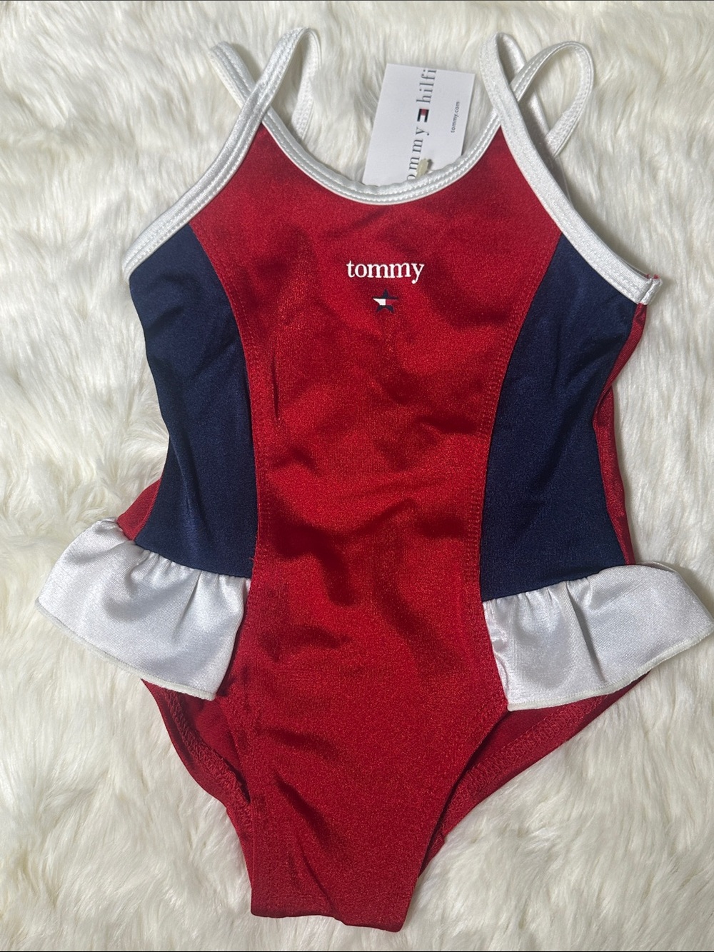 Tommy Hilfiger cute swimsuit 6-12 mos NWT red, white and blue